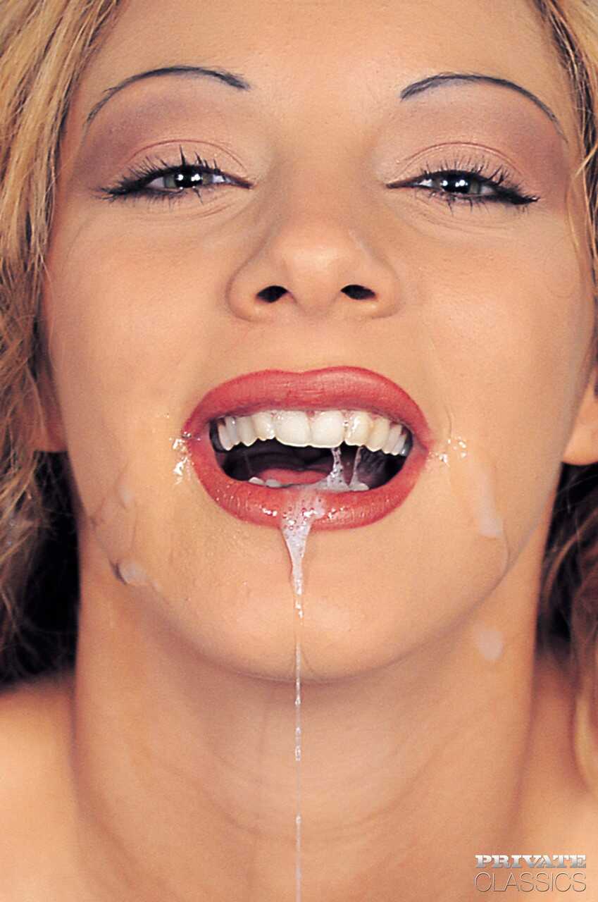 Vintage pornstar Sharon Ash spills cum from mouth after a double penetration with Richard Langin's big cock - Sharon ...