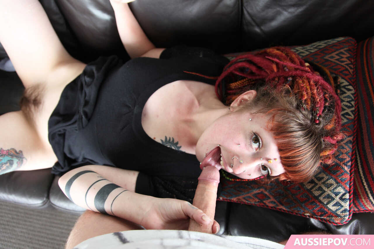 Pierced redhead Daisy Adair shows her big butt during a doggystyle fuck from behind - Daisy Adair