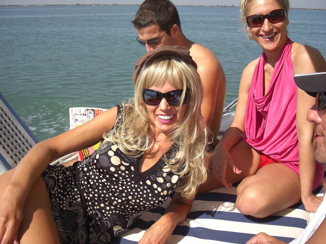 Blond girlfriends from Germany perform lesbian sex acts on a boat with Teresa Lynn - Teresa Lynn