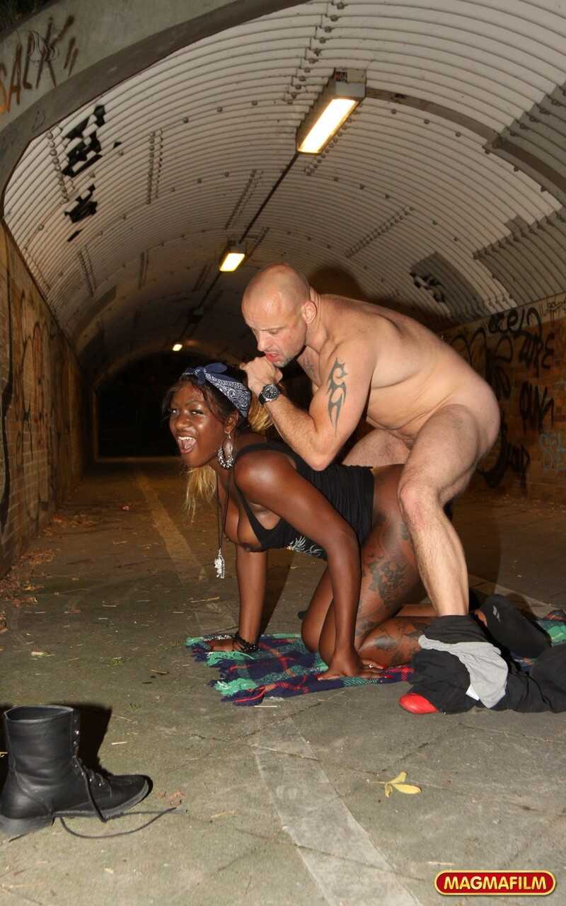 Ebony Woman Josy Black Gets Double Penetrated Underneath the Overpass