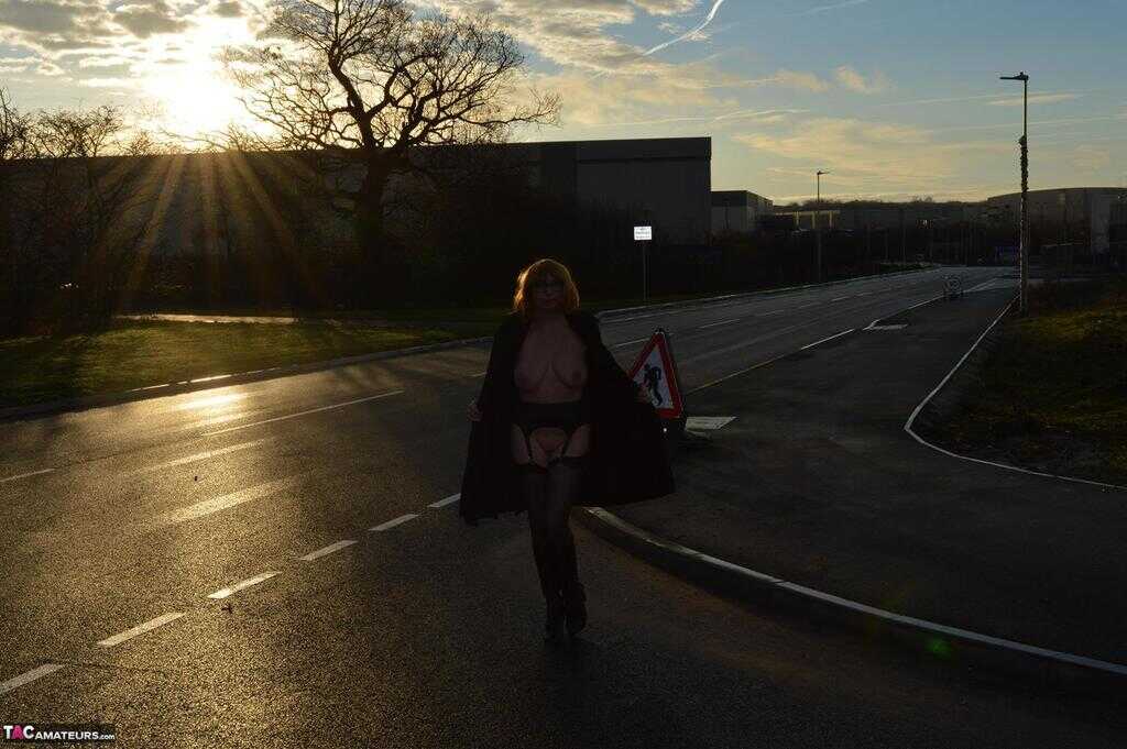Mature Barby Slut Shows Off Her Saggy Tits and Flashes Her Pussy to a Lorry Driver Outdoors - Barby Slut
