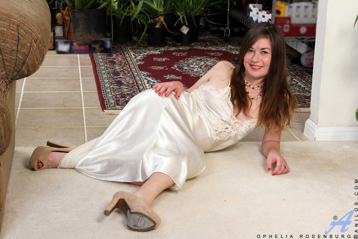 Exhibitionist Ophelia Rosenburg Shows Off Her Bushy Landing Strip in Satin Lingerie - Ophelia Rosenburg