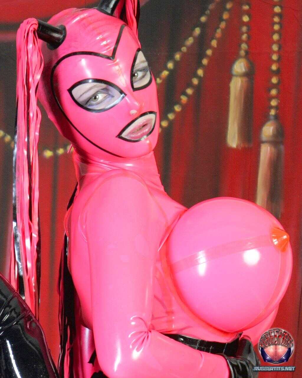 Busty Lesbian Lovers in Latex Cosplay with Massive Boobs Pound Each Other's Assets - 