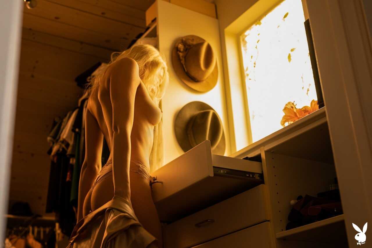 Emilee Ann Miller shows off her sexy blonde ass in lingerie for Playboy - Emilee Ann Miller
