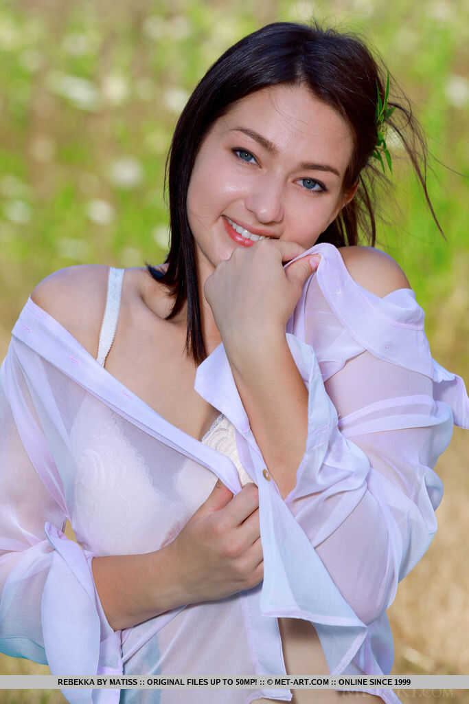 Busty teen Rebekka strips down to her bare pussy for an outdoor fuck fest - Rebekka