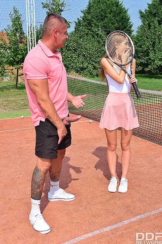 Sporty blonde Tiffany Tatum gets banged on the court by her tennis instructor and it's a match made in heaven! - Tiff...