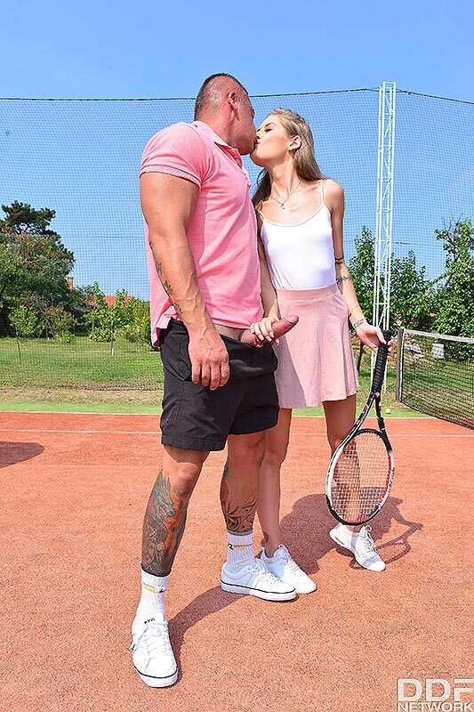 Sporty blonde Tiffany Tatum gets banged on the court by her tennis instructor and it's a match made in heaven! - Tiff...