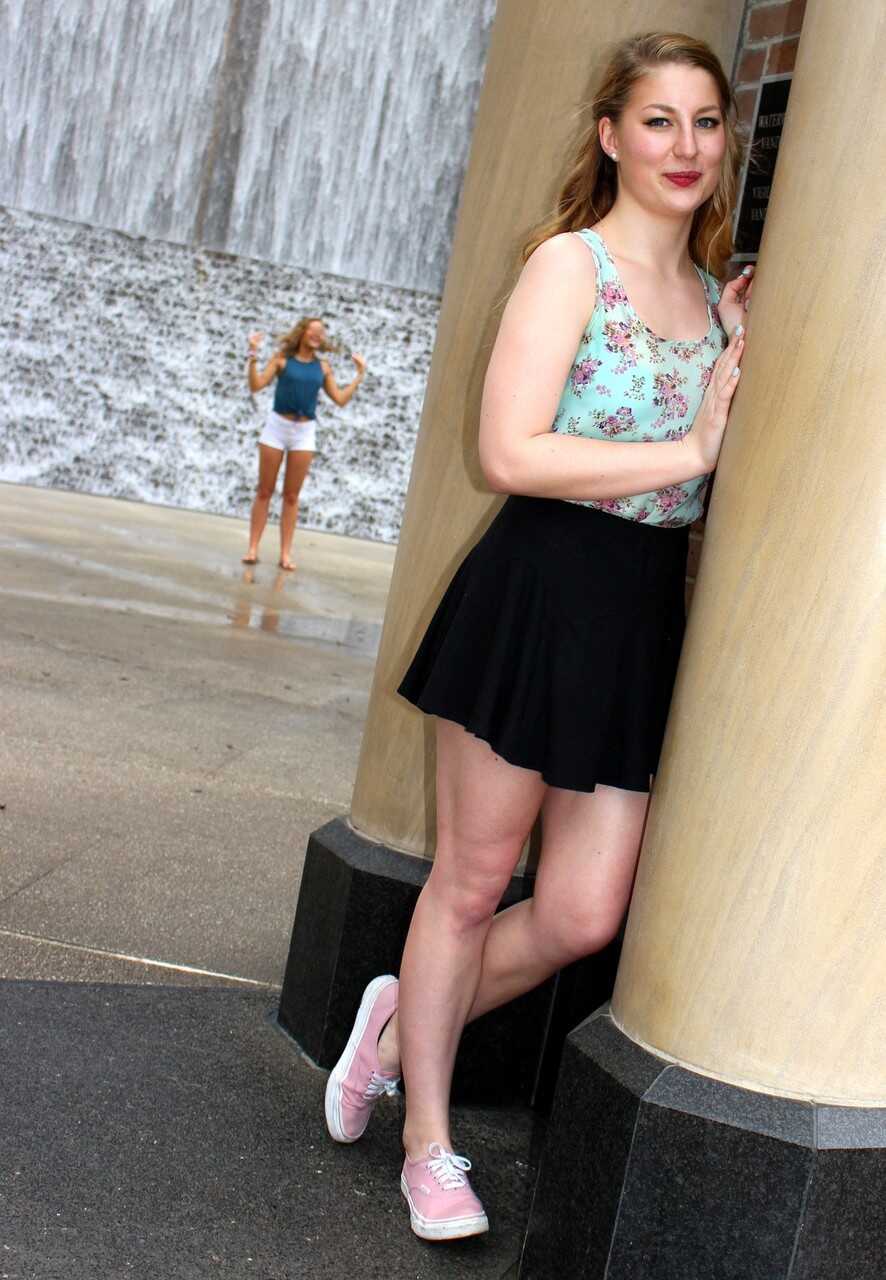 Blonde amateur Lila Frey takes off her upskirt panties before fucking in public with her big ass on display - Lila Frey