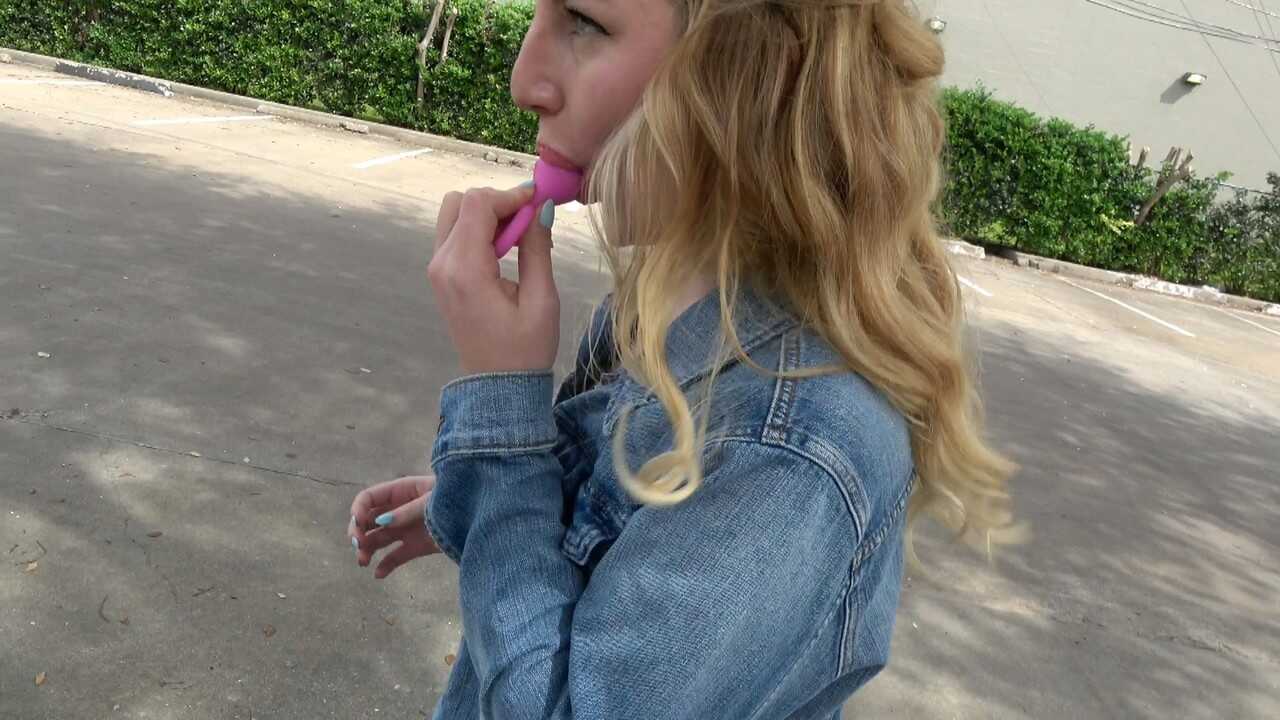 Blonde amateur Lila Frey takes off her upskirt panties before fucking in public with her big ass on display - Lila Frey