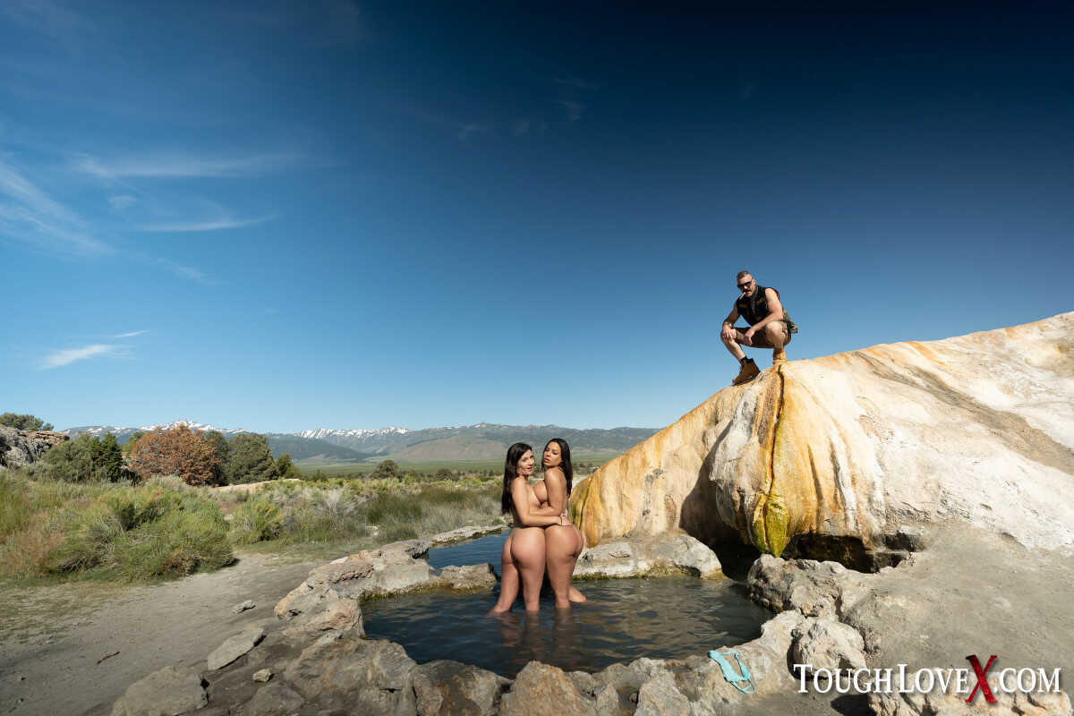 Natalie Brooks gets gangbanged by three bikers at the streamside while Luna Star watches. - Luna Star, Natalie Brooks