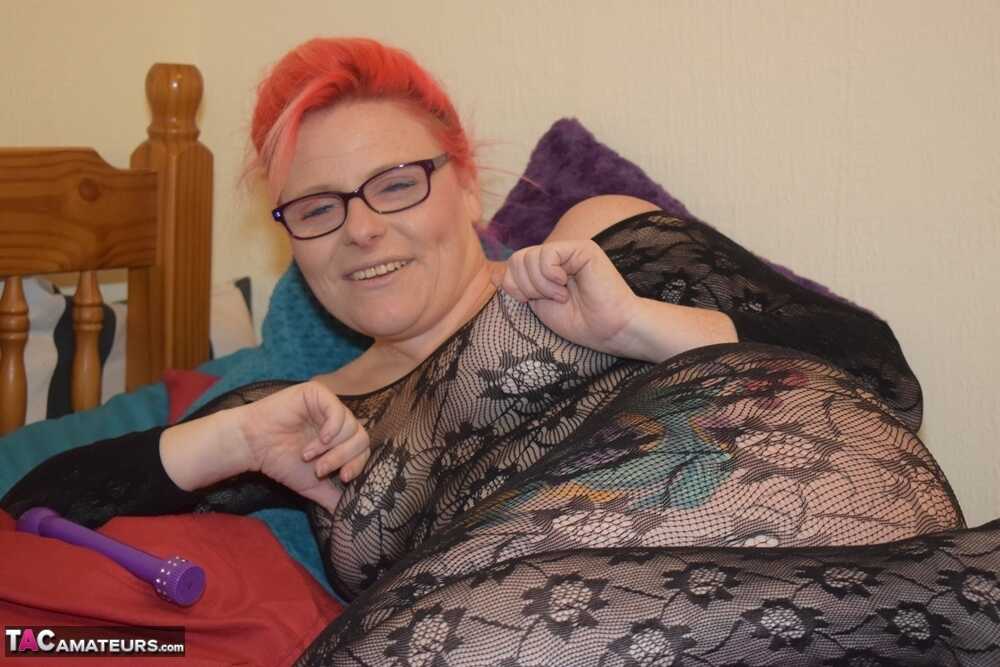 Redheaded amateur masturbates with a toy on her bed in a bodystocking  Ticklish Redhead's Bedroom Adventure - Phillip...