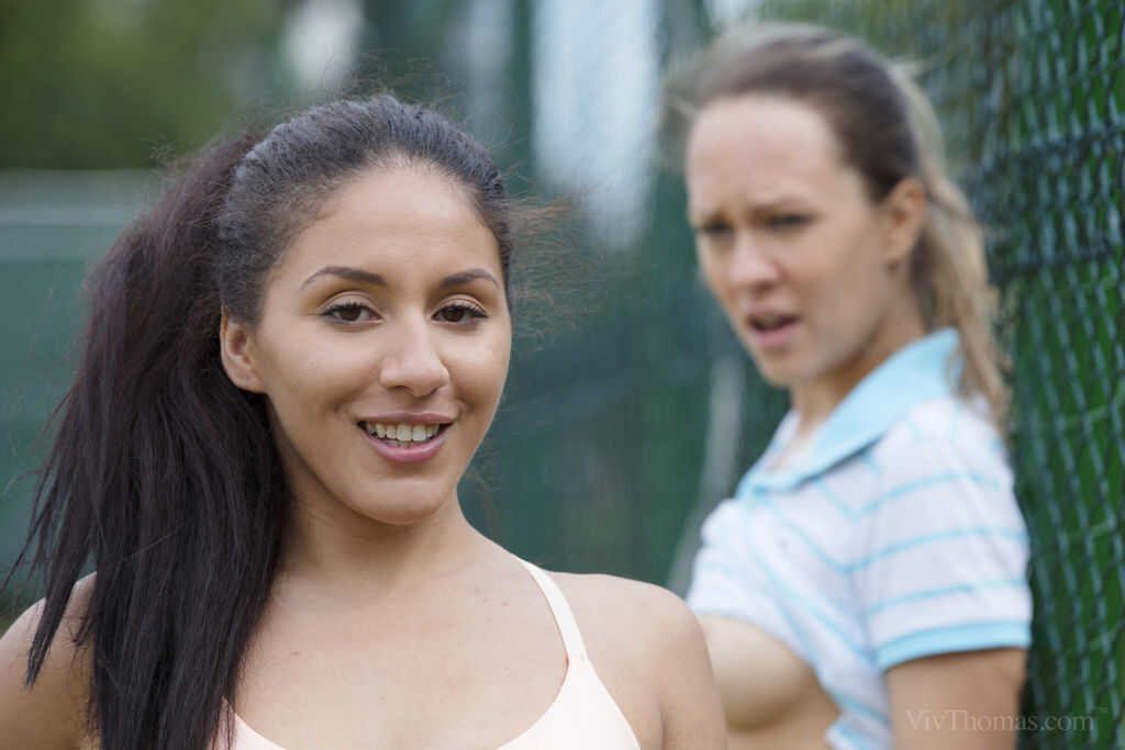 Lesbian Teens Blue Angel and Liv Revamped Play a Game of Tennis with a Side of Upskirt Sex on the Court - Blue Angel, Liv ...