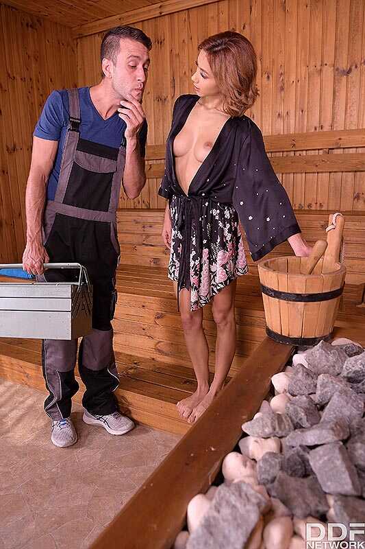 Veronica Leal's Steamy Sauna Seduction: Redhead Busty Beauty Swallows and Rides Hard! - Veronica Leal