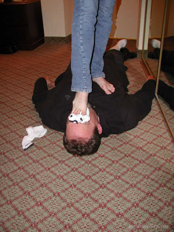 A Dominating Blonde Goddess Takes Off Her Socks While Having Her Mature Feet Worshiped and Smothered with Jeans - 
