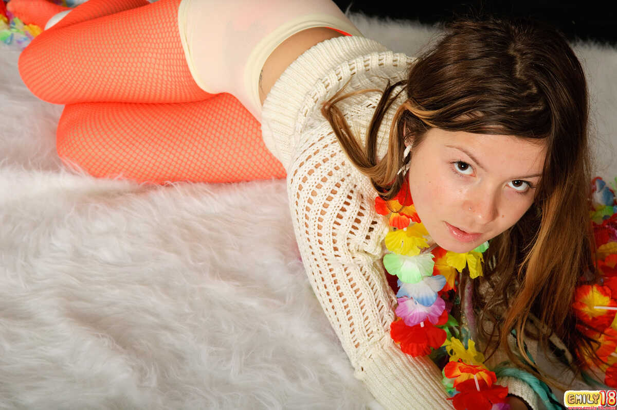 Charming young girl's tiny tits and pantyhose reveal: a teen fantasy come true - 