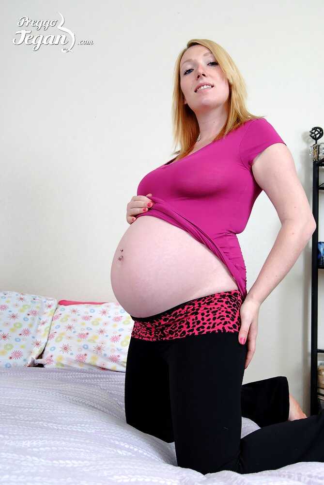 Pregnant Teen Tegan Riley's Swollen Breasts and Huge Belly Exposed on the Bed with Long Nipples - Tegan Riley