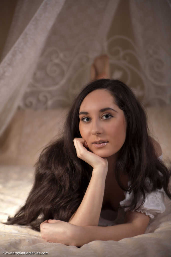 Nude Brunette Teen Ula A Lies On Her Bed, Exposing Her Sensual Curves And Lovely Ass - Ula A