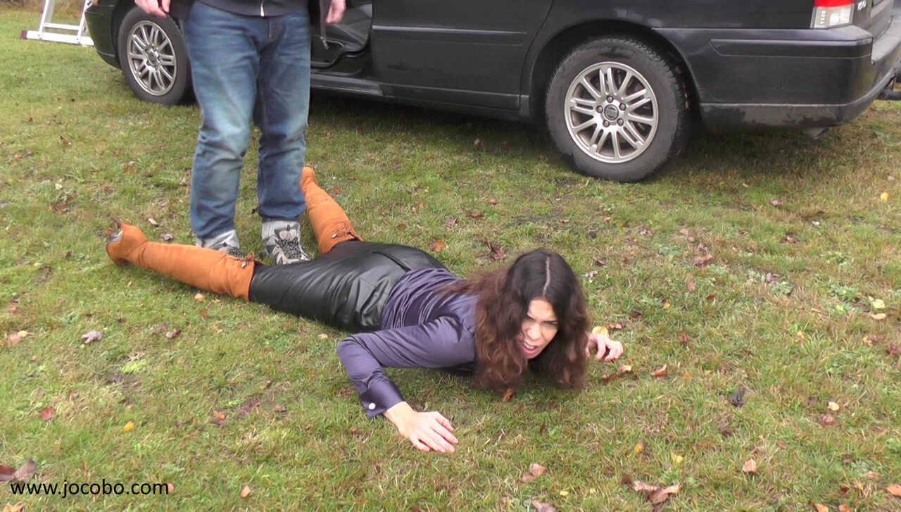 Unconscious Juliette Gets Kidnapped in the Woods and Taken to a Secret Dungeon for BDSM Playtime in Her Leather Outfit - J...