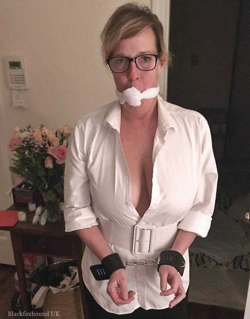 Busty babysitter gets caught up in a kinky bind and gag scenario with her neighbor - 