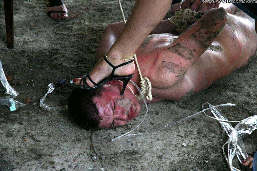 Buxom Blonde Country Girls Cruelly Trample and Smack Their Naked Servant's Face While He's on His Knees - 
