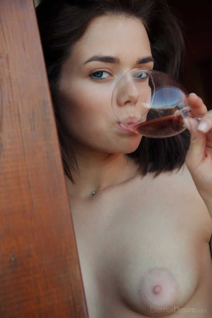 Naked teen Keira B highlights her trimmed pussy while drinking wine   Wine-Drinking, Nude Teen, Trimmed Pussy, Keira B - K...