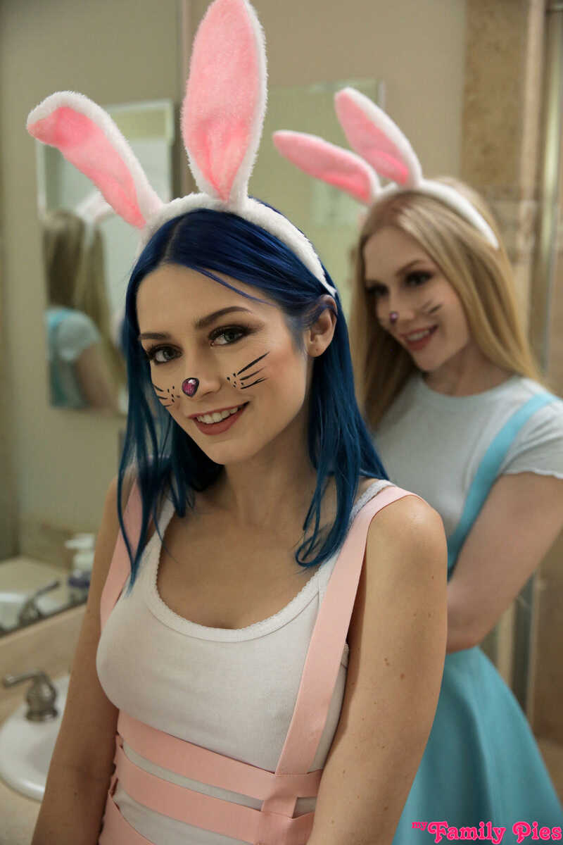 Cosplaying bunnies take on big dicks with cute feet and redheaded blowjobs!