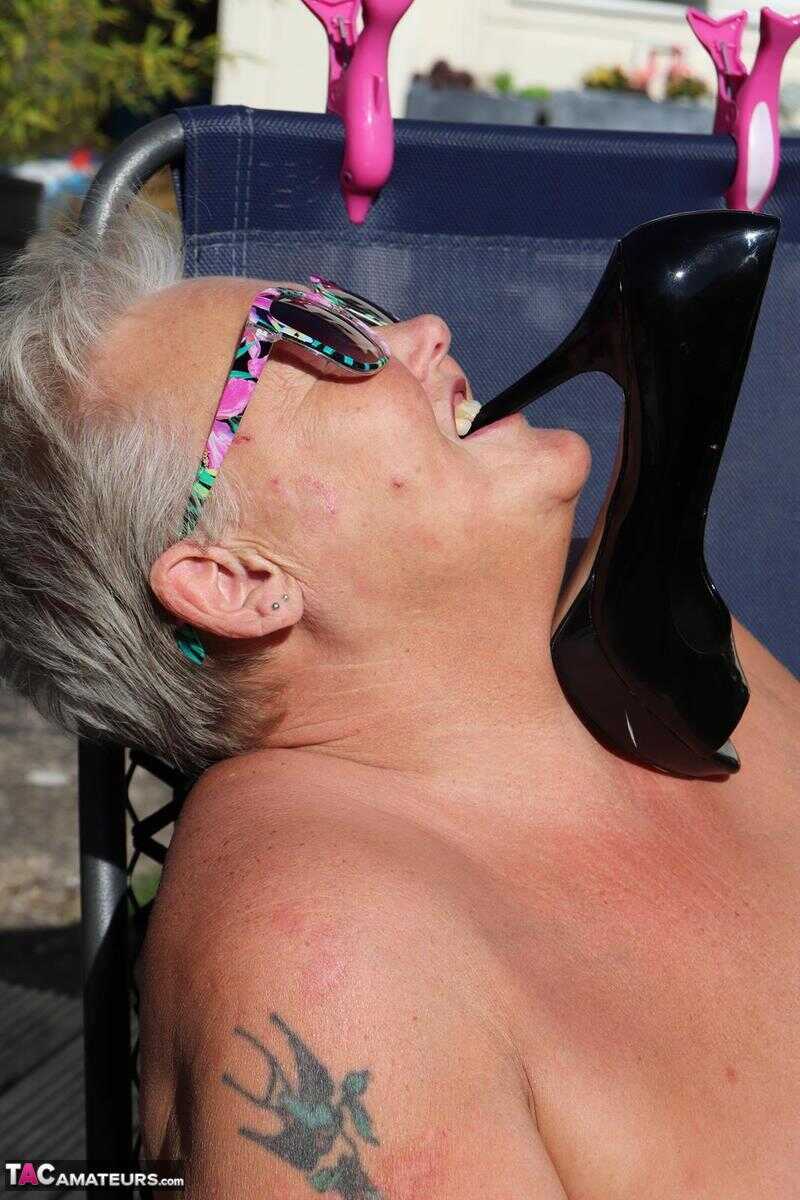 Mature Mommy Gets Wet and Wild in the Backyard with Shoe Licking Antics - Valgasmic Exposed