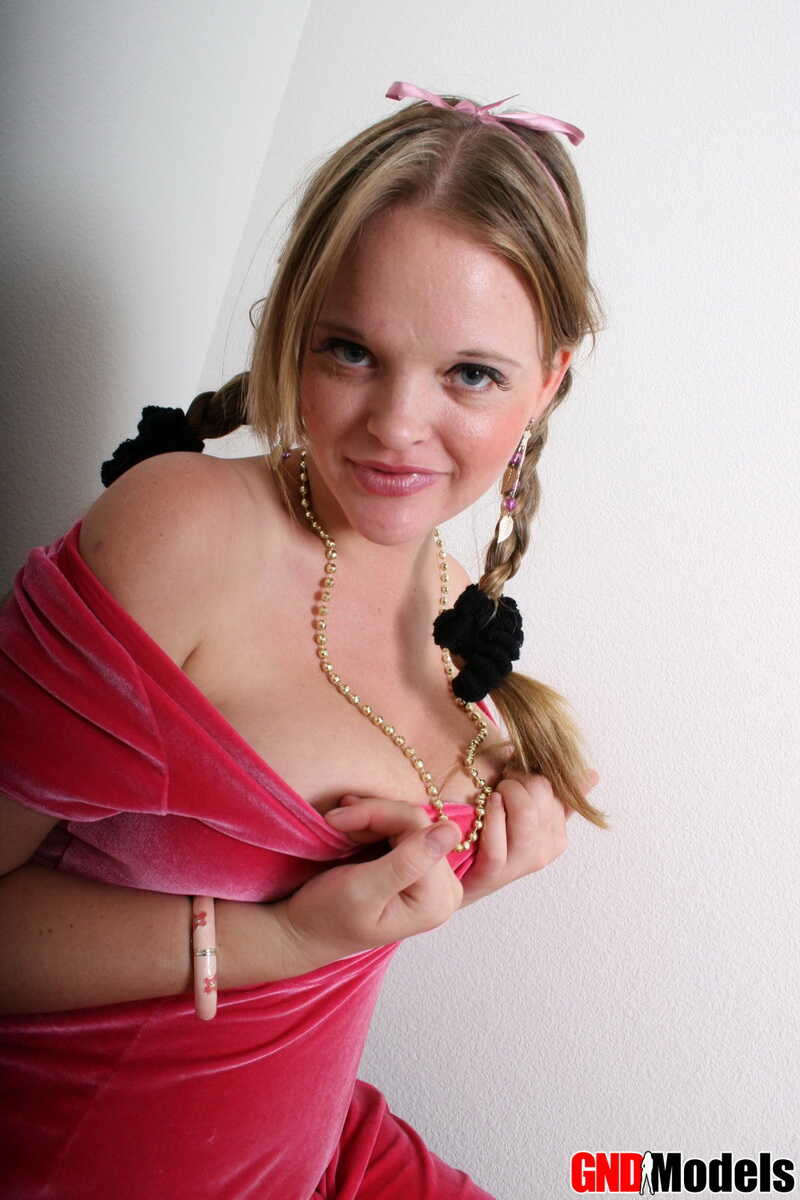 Pretty Little Blonde Kisses Her Tiny Boobies and Teases Her Braided Pigtails - Kissy Darling