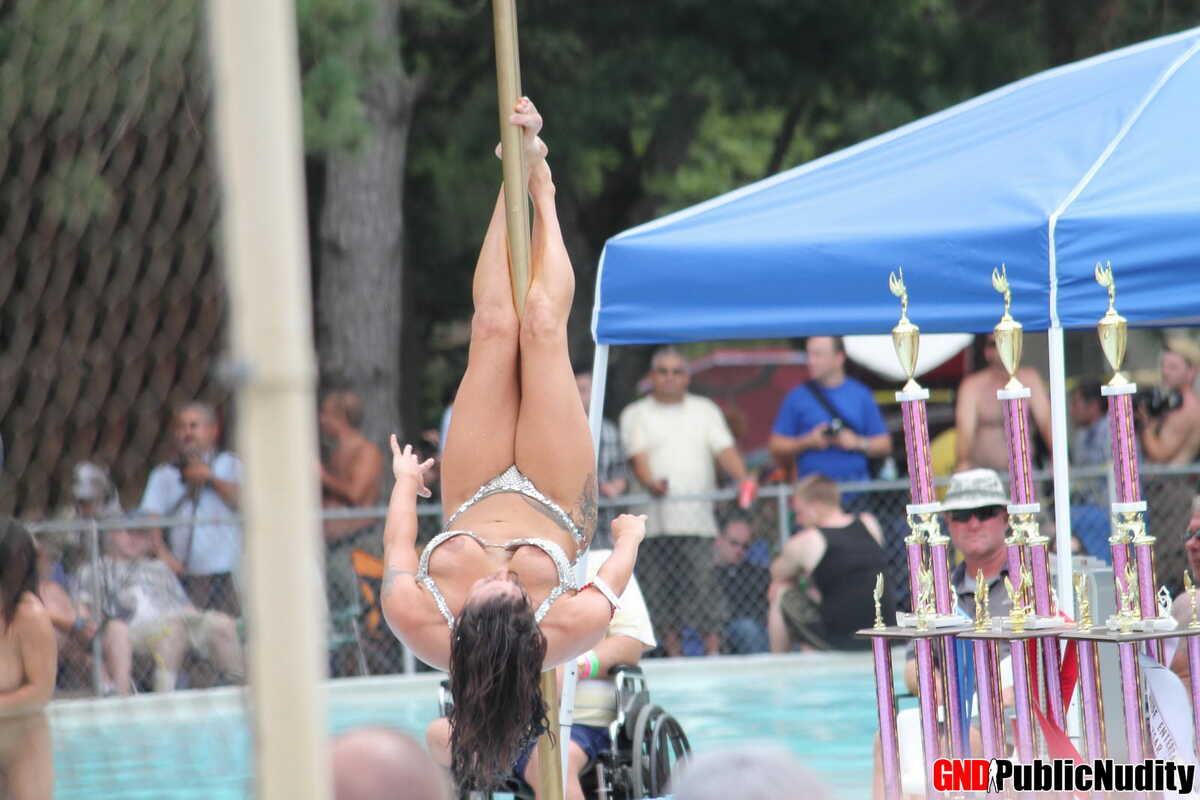 Surprisingly Amateur Nudists at the Club Expose Their Small Tits and Juicy Aureoles! - 