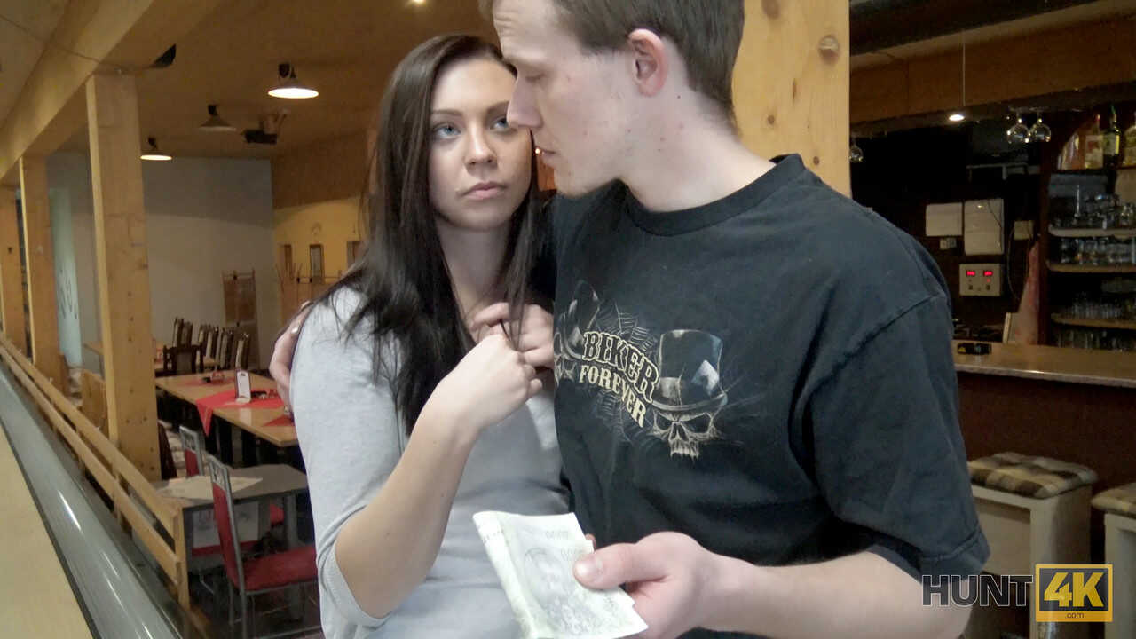 Brunette Girl Named Ornella Morgen Gets Deepthroated By Her Boyfriend At A Bowling Alley - Ornella Morgen