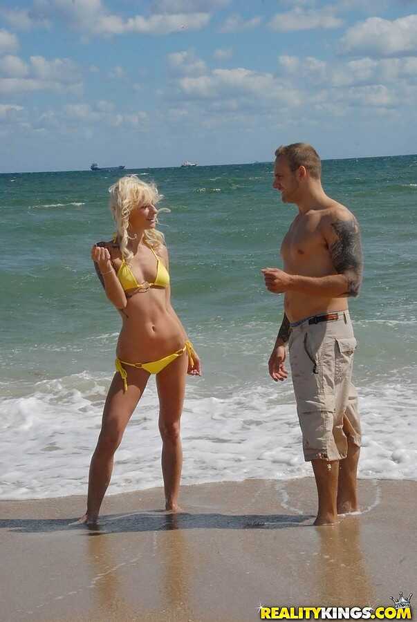 Blonde Randi Tango Sucks Cock and Gets Jizzed in a Hot Hardcore Fuck on the Beach - Randi Tango