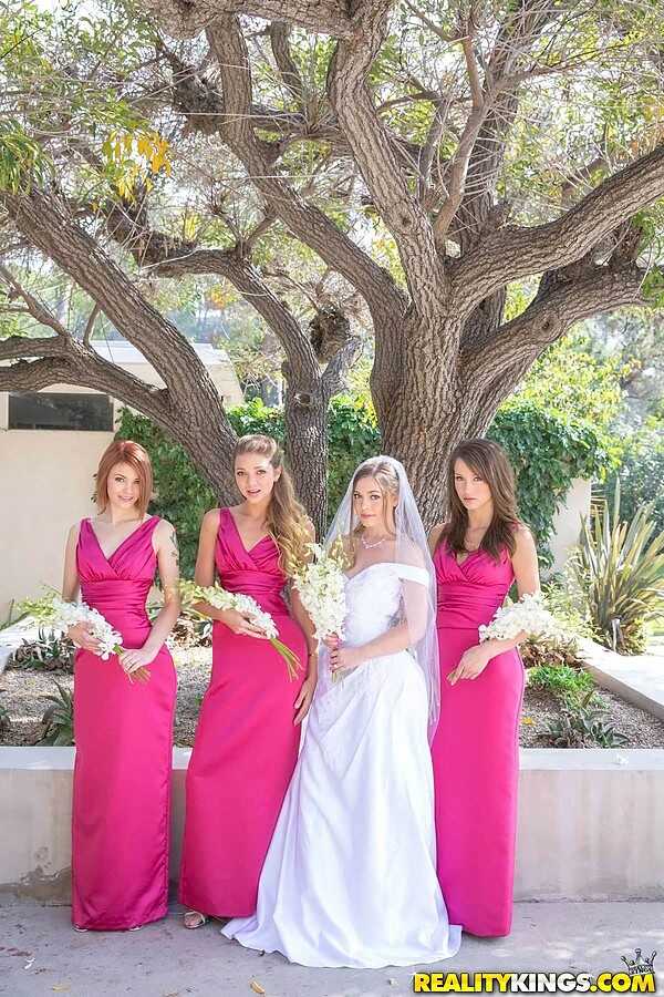 Lesbian Bridesmaids Uniforms Flash Hot Upskirts in the Park