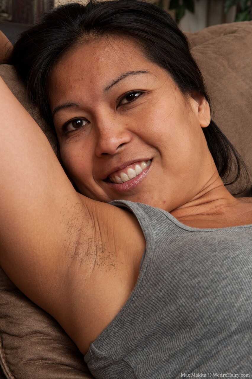 Max Makita's Hairy Asian Cunt Exposed As She Strips Naked For Her Son's Best Friend! - Max Makita