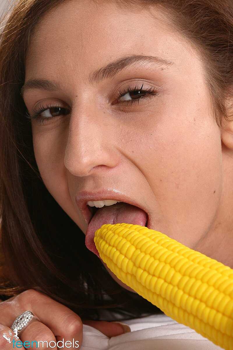 Innocent Young Thing Fucks Her Tight Little Hole With A Phallic Vegetable While Wearing A Skimpy Thong! - 