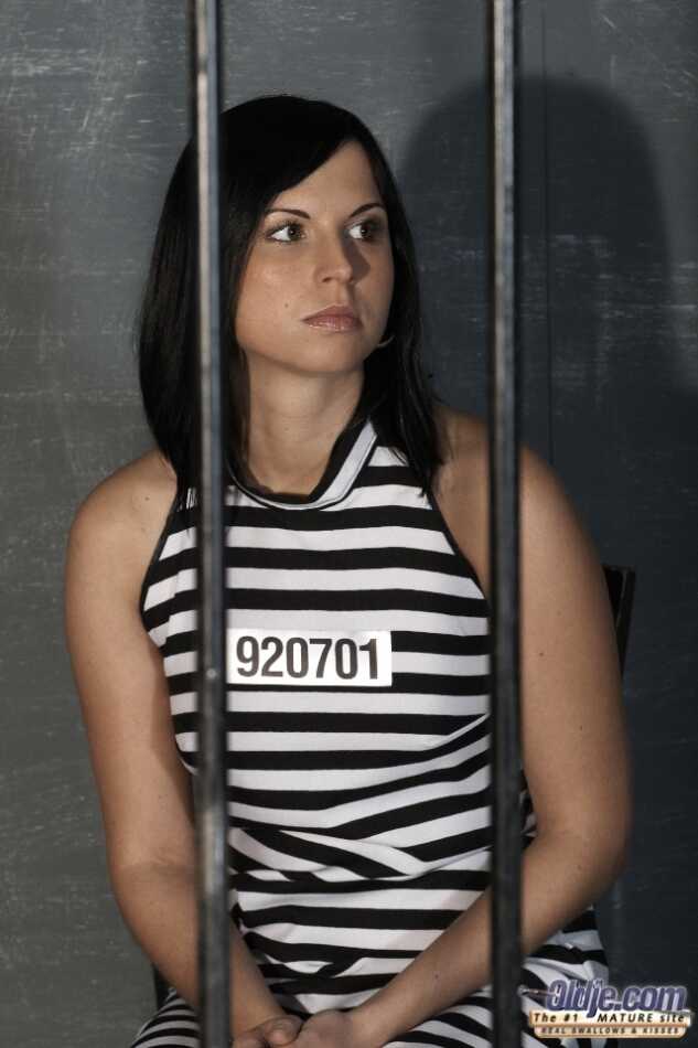 Dark Haired Renata Black Is Horny Enough To Fuck A Really Old Man In Her Jail Cell - Renata Black
