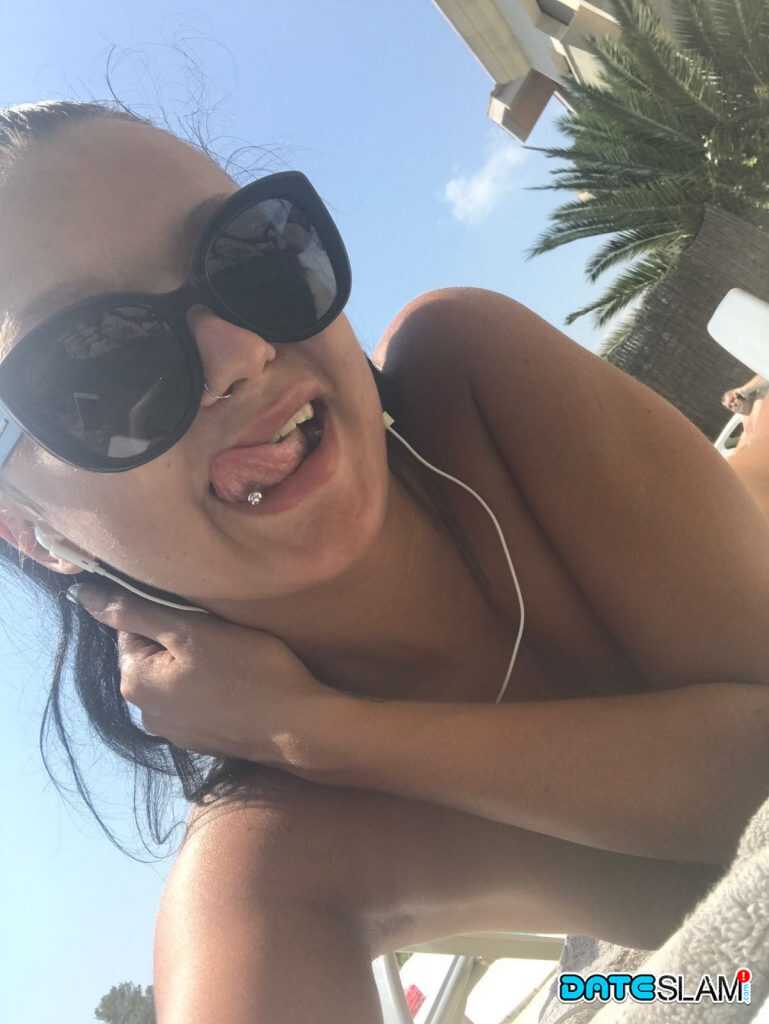 Busty Brunette Daphne Klyde Takes a Naked Ass-Selfie in Her Lingerie Under the Sun - Daphne Klyde