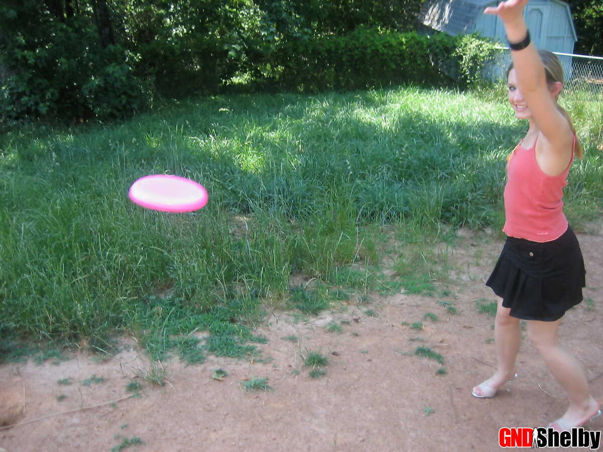 Teen Girl's Risqué Game of Frisbee: Flashes Tiny Tits and Panties in Public - 