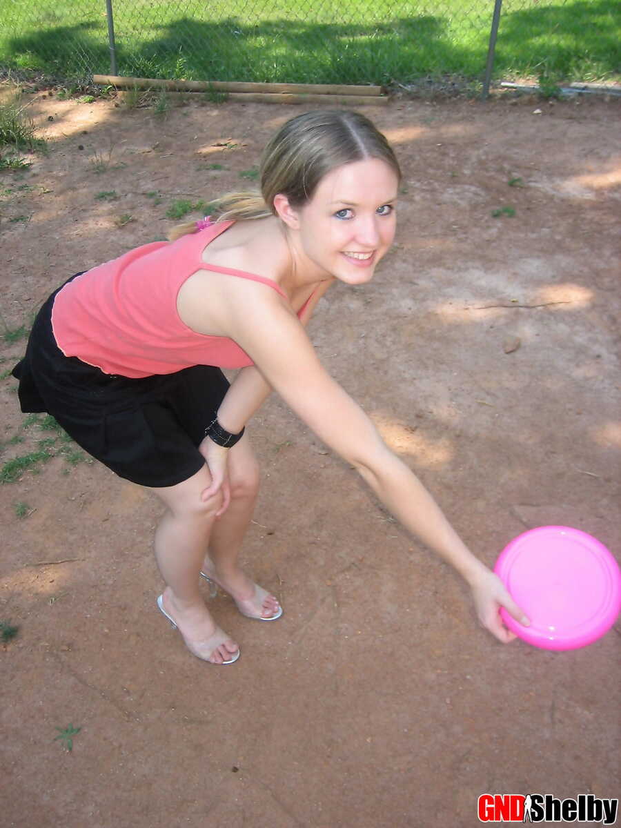 Teen Girl's Risqué Game of Frisbee: Flashes Tiny Tits and Panties in Public - 