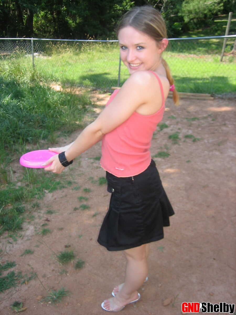 Teen Girl's Risqué Game of Frisbee: Flashes Tiny Tits and Panties in Public - 