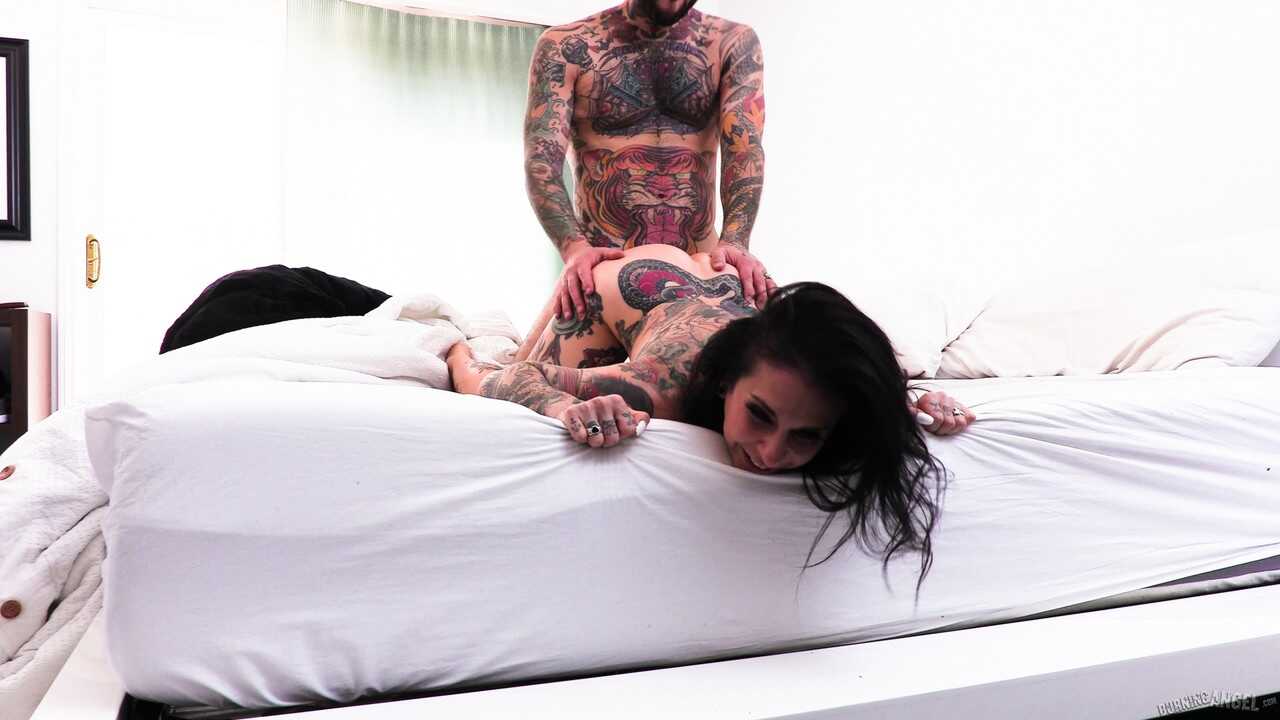 Brunette Ink Queen Joanna Angel Pleasures Herself After Sultry Bedroom Antics - Joanna Angel, Small Hands