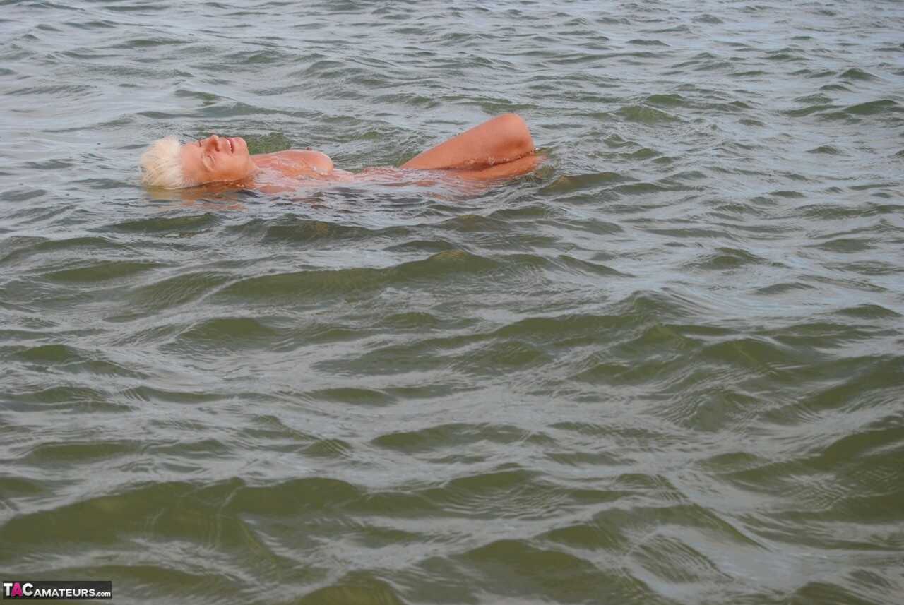 Old Dimonty blows a kiss after skinny dipping in the nude at Granny Beach - Dimonty