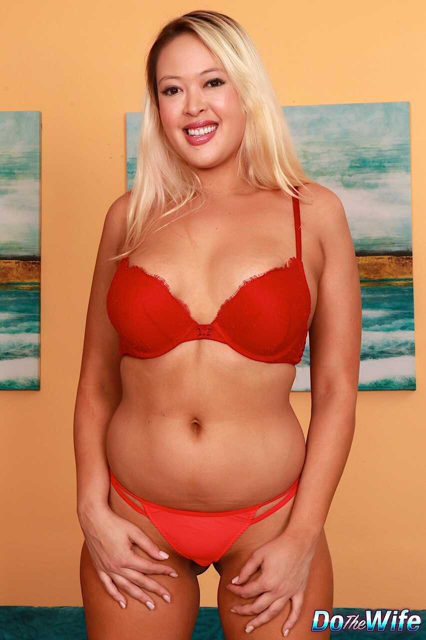 Dirty blonde Megan Blake sucks off a cock while getting on her knees for her chubby wife's tiny tits and big ass - Me...