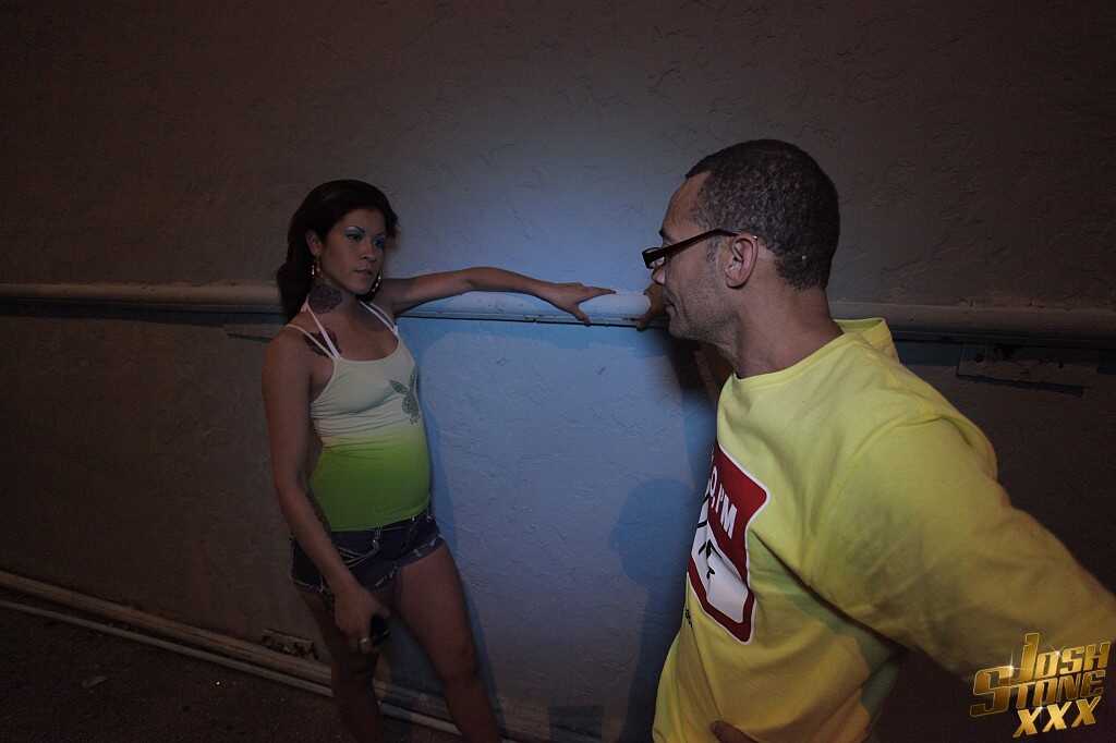 Paola's Wet Back Alley Blowjob Session Ends with a Big Cock in her Tight Latina Pussy - Paola
