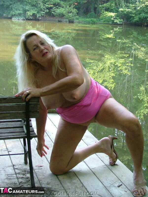 Blonde Adonna's Waterside Debut: A Mature Amateur Makes Her Nude Wet Dream Come True - Adonna