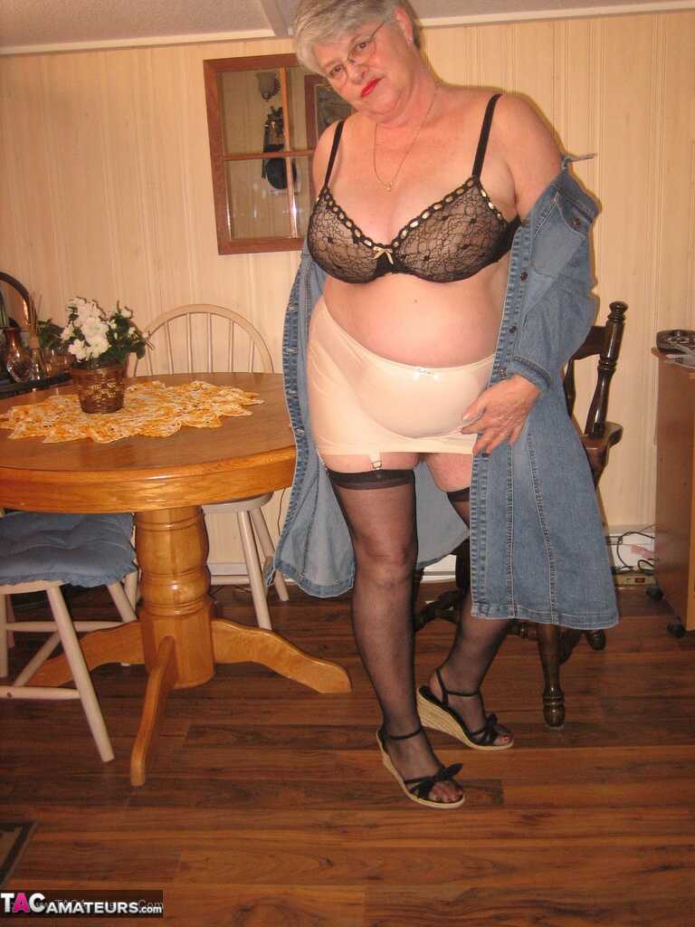 Fat Hairy Granny with Girdle Takes on Big Dick for a Wild Night of Masturbation and Dildos - Girdle Goddess