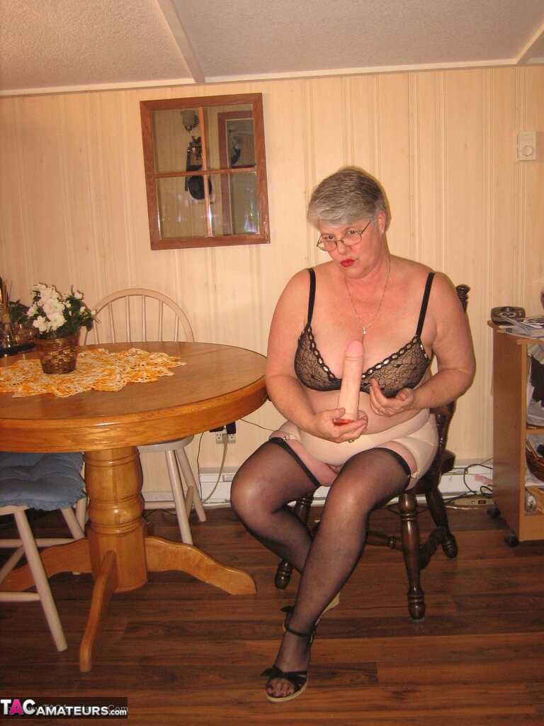 Fat Hairy Granny with Girdle Takes on Big Dick for a Wild Night of Masturbation and Dildos - Girdle Goddess