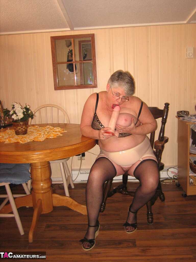 Fat Hairy Granny with Girdle Takes on Big Dick for a Wild Night of Masturbation and Dildos - Girdle Goddess