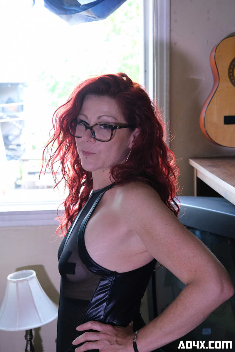 Redheaded Female Lilas Mai Gets Her Hair Pulled and Fucked Upon a Bed by a Dominant Stranger in Leather Leggings and Upski...