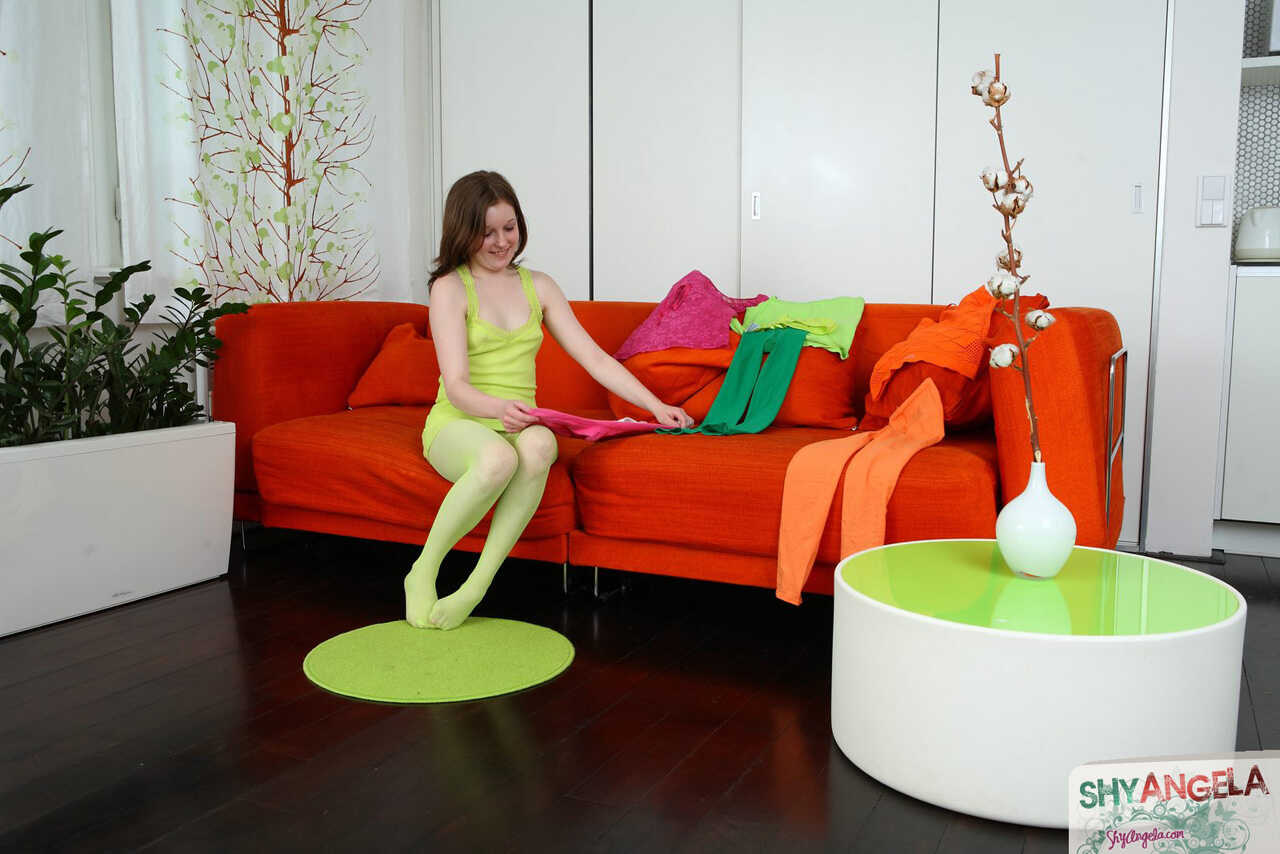 Midget Teen Angela Pulls Off Reinforced Pantyhose Before Masturbating With A Toy - Angela