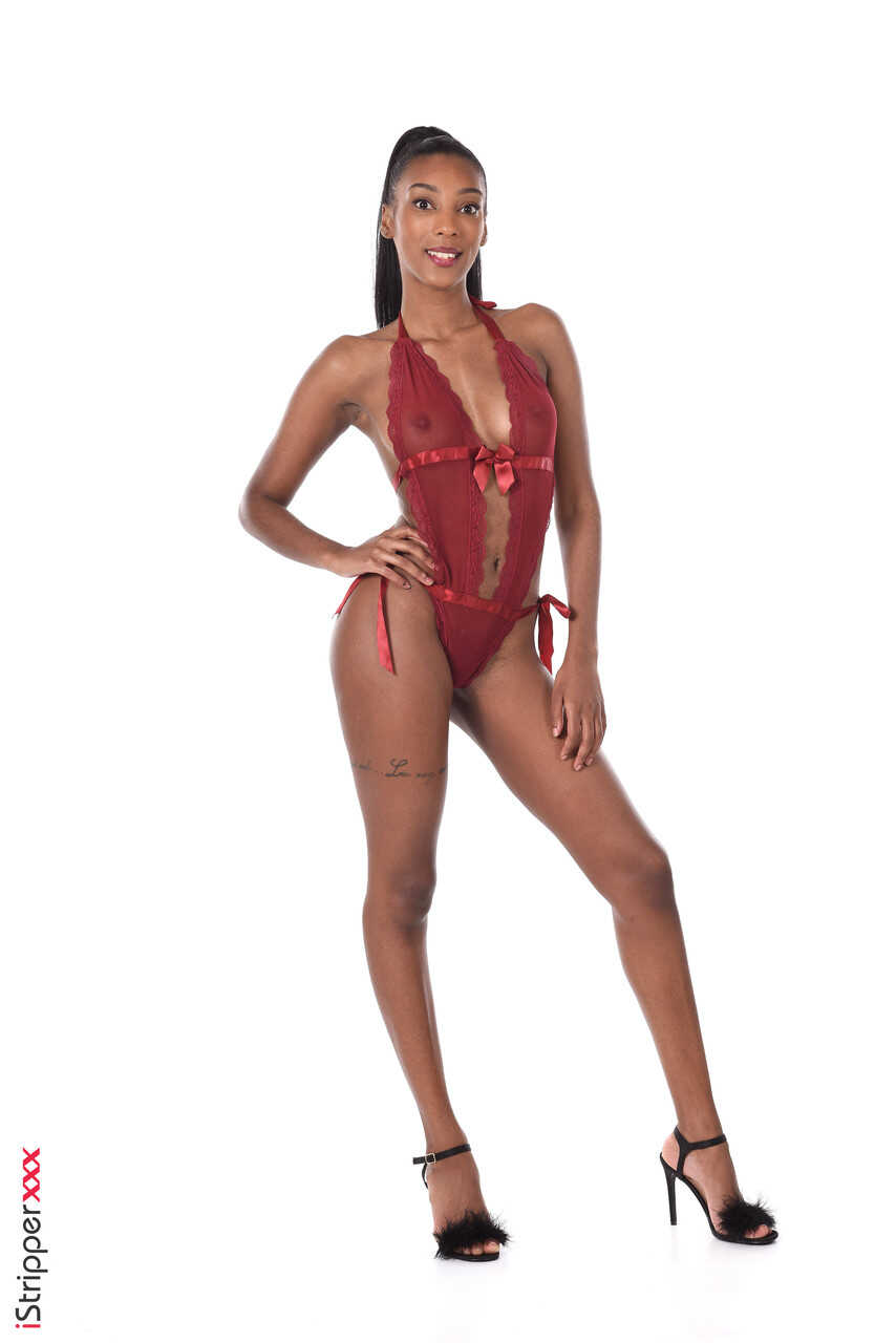 Leggy ebony model Asia Rae shows off her big black tits and fingering skills in this lingerie-clad masturbation session. -...